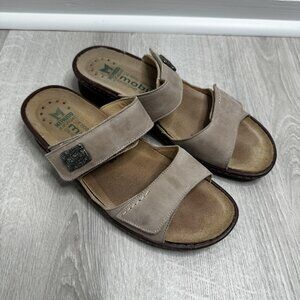 Mephisto Mobils Sandals Womens Size 41 Beige Leather Comfort Slide Shoes